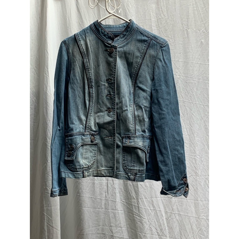 Jeanstar Denim Jeans Jacket - black piping - Sz. Medium